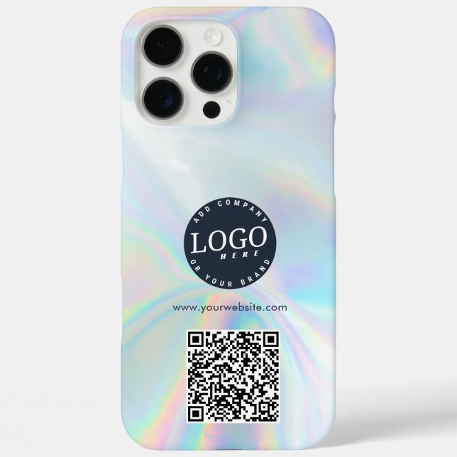 Firmenlogos und Website QR-Code - Holografisch Case-Mate iPhone Hülle (Rückseite)