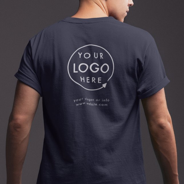 Firmenlogos Zurück markierter Mitarbeiter T-Shirt (Navy blue company branded t-shirts for your team apparel employee uniforms.)