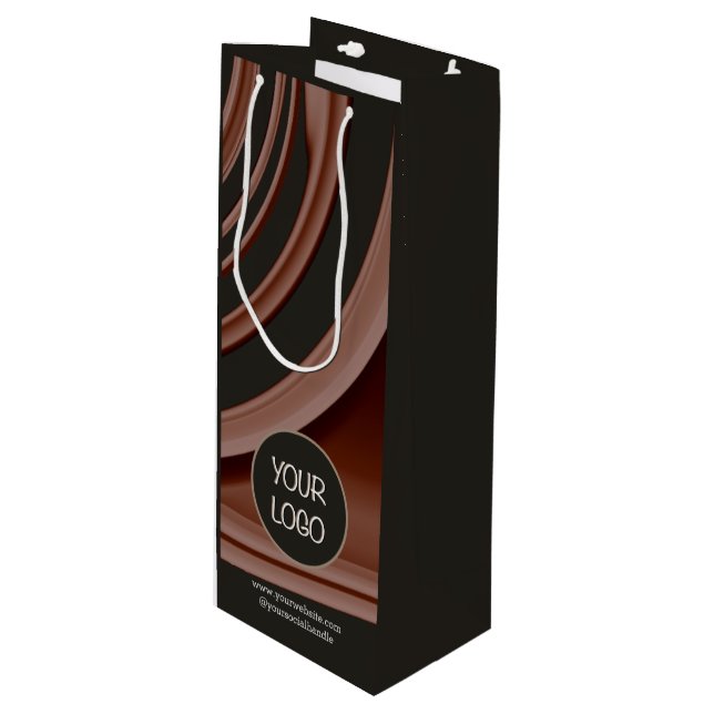 Firmenmarke: KEIN Mindest-Firmenlogo Geschenktüte Für Weinflaschen (Vorderseite Schrägansicht)