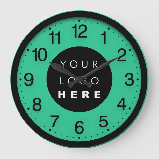Firmenminimalismus Schwarz-Grün-Logo Große Wanduhr (Vorderseite)