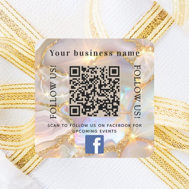 Firmenname beige opal gold qr Code Facebook Quadratischer Aufkleber (Von Creator hochgeladen)