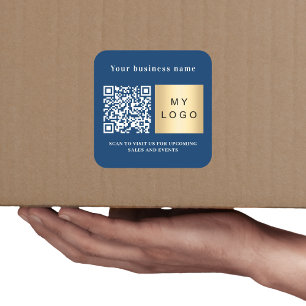 Firmenname blaues Logo qr Code Quadratischer Aufkleber