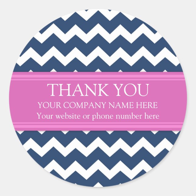 Firmenname Blue Pink Zickzack Runder Aufkleber (Vorderseite)