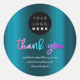 Firmenname des Logos Vielen Dank, dass Sie dunkelb Runder Aufkleber
