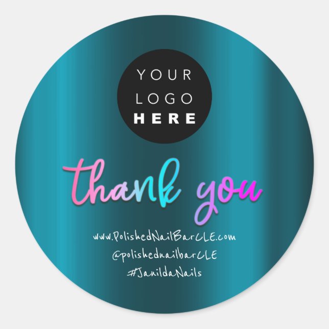 Firmenname des Logos Vielen Dank, dass Sie dunkelb Runder Aufkleber (Vorderseite)
