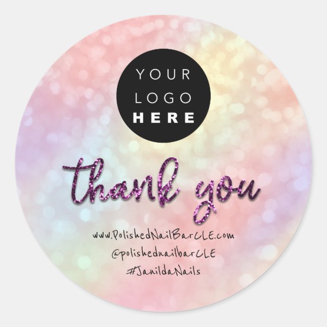 Firmenname des Logos Vielen Dank Einkauf Lila Rose Runder Aufkleber (Vorderseite)