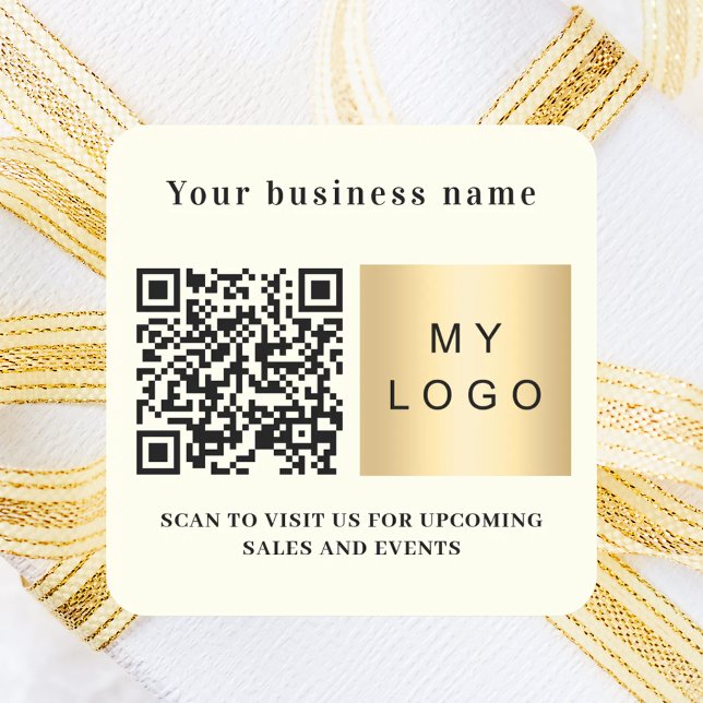 Firmenname Elfenbein-Logo QR-Code Quadratischer Aufkleber (Von Creator hochgeladen)