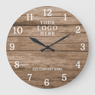 Firmenname Firmenlogo Corporate Branding Holz Große Wanduhr