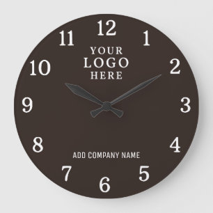 Firmenname Geschäftslogo Corporate Braun Branding Große Wanduhr