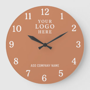 Firmenname Geschäftslogo Terrakotta Große Wanduhr