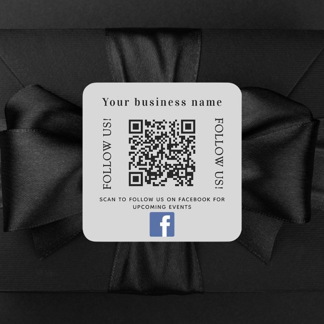 Firmenname grau qr Code Facebook Quadratischer Aufkleber (Von Creator hochgeladen)
