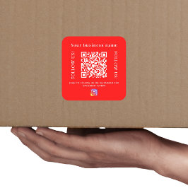 Firmenname hellroter Qr-Code Instagram Quadratischer Aufkleber