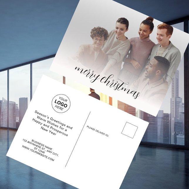 Firmenname Logo & Foto Frohe Weihnachten Postkarte (Von Creator hochgeladen)