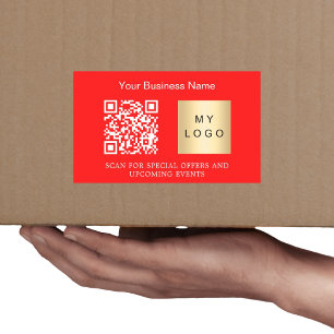 Firmenname Logo QR-Code hellrot Rechteckiger Aufkleber