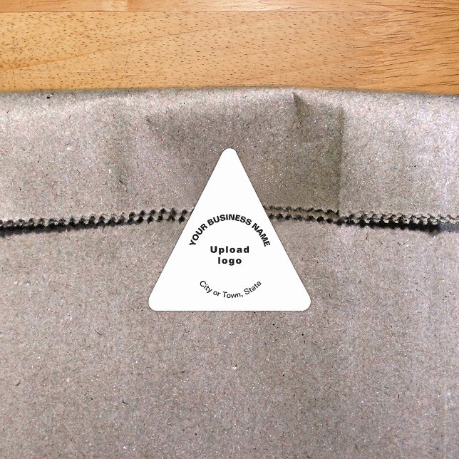 Firmenname, Logo und Standort in Weiß Dreieckiger Aufkleber (White triangle sticker with your business name, logo, city or town and state.)