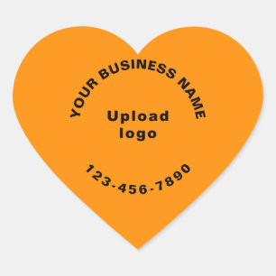 Firmenname, Logo und Telefonnummer, orange Farbe Herz-Aufkleber