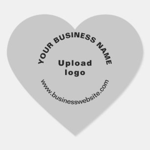 Firmenname, Logo und Website auf Grau Herz-Aufkleber