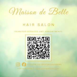 Firmenname Luxus Gold Unterschrift Schrift QR Code Fensteraufkleber