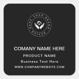 Firmenname Persönlicher Text und Website Quadratischer Aufkleber