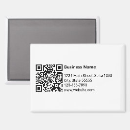 Firmenname Schwarz-weißer QR-Code Adresse Telefon Magnet