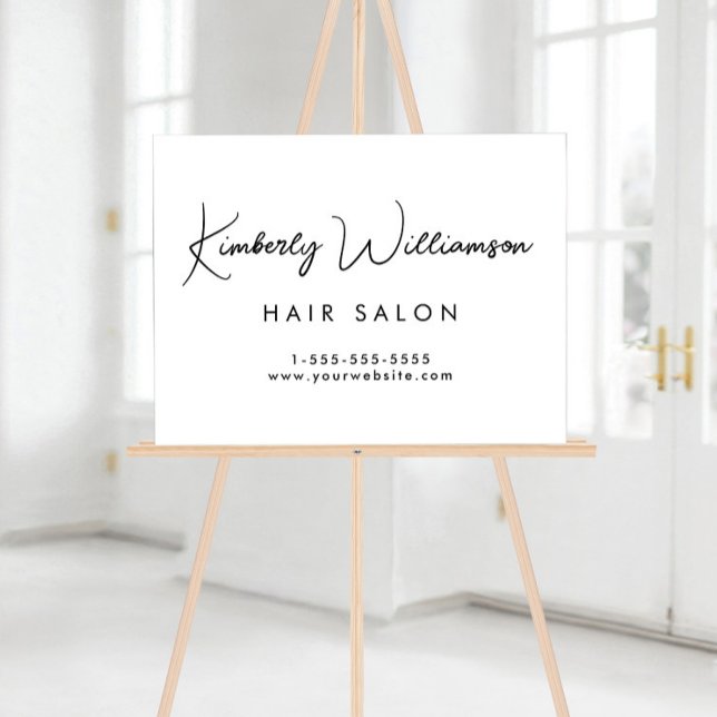 Firmenname Stilvolle Signatur-Schrift Weiß Acrylschild (Business Name Stylish Signature Script White Acrylic Sign)