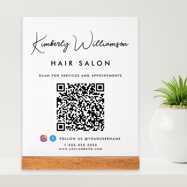 Firmenname Stilvolle Signatur-Script QR-Code Acrylschild (Von Creator hochgeladen)