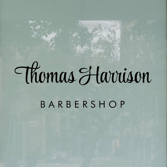 Firmenname Stilvolle Signaturschrift Fensteraufkleber (Elevate your business with a window cling sign featuring your name in a stylish signature script)