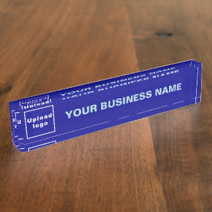 Firmenname und Logo auf Blue Acrylic Namensplakette