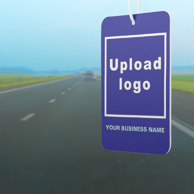 Firmenname und Logo auf Blue Air Freshener Autolufterfrischer (Business name and logo on blue air freshener)