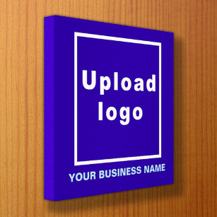 Firmenname und Logo auf dem Blue Square Leinwanddruck