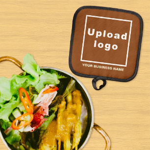Firmenname und Logo auf dem Brown-Pot-Inhaber Topflappen