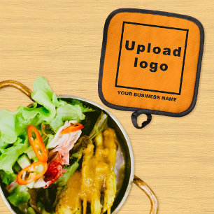 Firmenname und Logo auf dem Orange Color Pot Inhab Topflappen