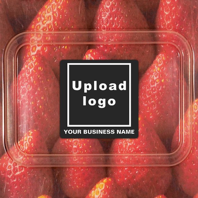 Firmenname und Logo auf dem Schwarzen Platz Etiketten (Black square adhesive label with your business name and logo)