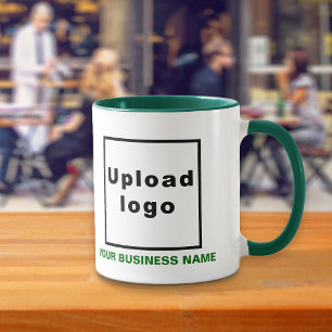 Firmenname und Logo auf der grünen Combo-Tasse Tasse