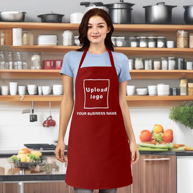 Firmenname und Logo auf der Red Polyester-Schürze Schürze (Your business name and logo on red apron.)