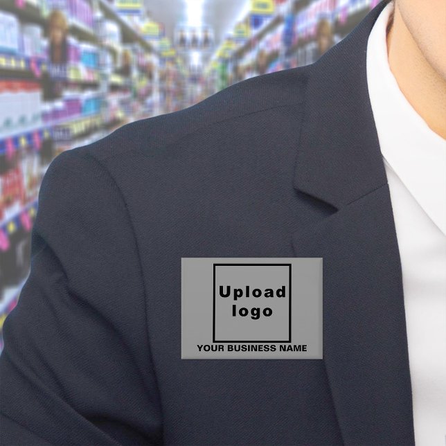 Firmenname und Logo auf der Schaltfläche "Graue Re Button (Business name and logo on gray rectangle button)