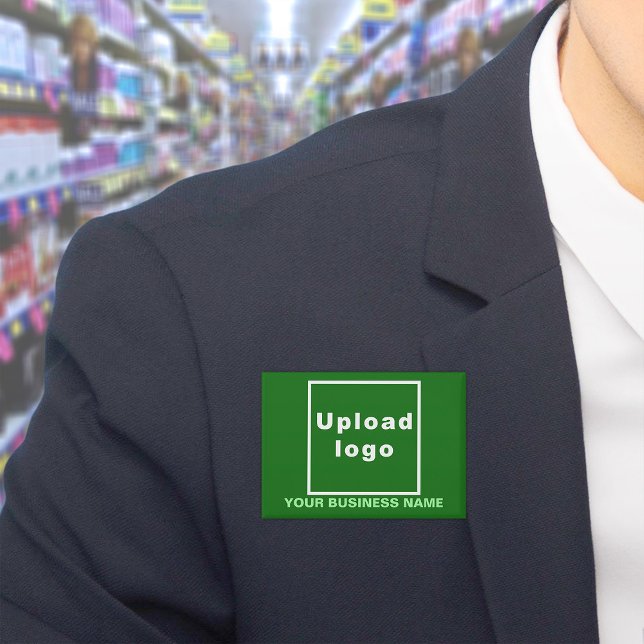 Firmenname und Logo auf der Schaltfläche "Grünes R Button (Business name and logo on green rectangle button)