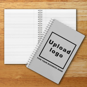 Firmenname und Logo auf Gray Spiral Notebook Notizbuch