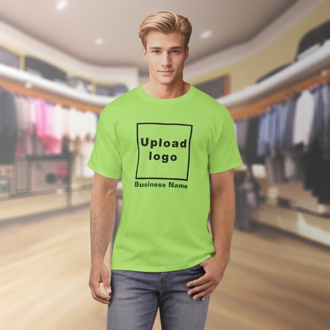 Firmenname und Logo auf grünem T - Shirt (Lime green t-shirt with your business name and logo on model)