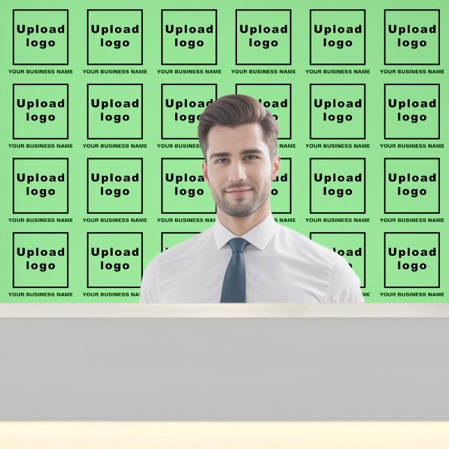 Firmenname und Logo auf hellgrün Tapete (Business name and logo on light green wallpaper)