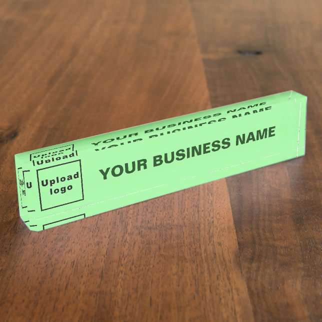 Firmenname und Logo auf hellgrüner Acrylbasis Namensplakette (Seite)