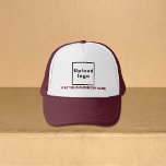 Firmenname und Logo auf Maroon und Weiß Truckerkappe<br><div class="desc">LKW-Hut, dass Sie anpassen können, um Ihren Firmennamen. Sie können es als Geschenk oder Geschenk an Ihre Kunden geben. Sie können es auch in Ihre Marketing-Materialien, um Ihr Unternehmen zu werben oder in Ihre Werbeprodukte, um Ihren Markennamen zu fördern. Trucker Hut mit Ihrem Firmennamen und Logo, um Markenbewusstsein zu schaffen....</div>