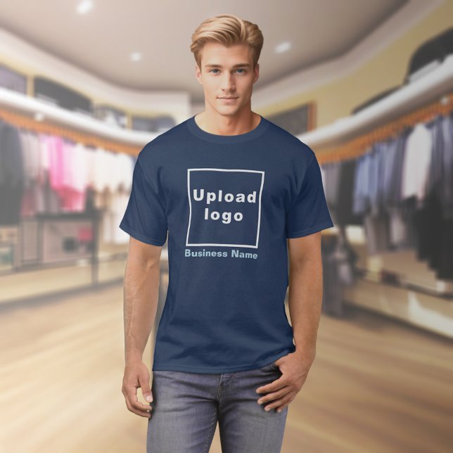 Firmenname und Logo auf Navy Blue T - Shirt (Navy blue t-shirt with your business name and logo on model)