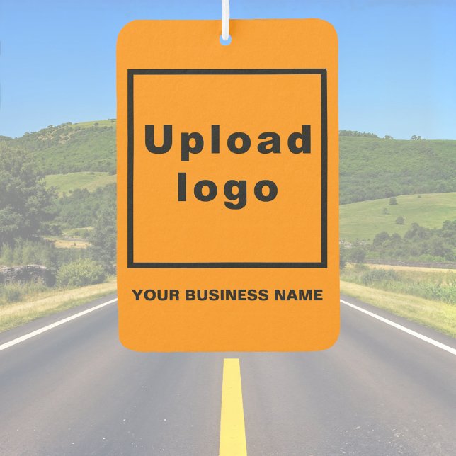 Firmenname und Logo auf Orange Air Freshener Autolufterfrischer (Orange air freshener with your business name and logo)
