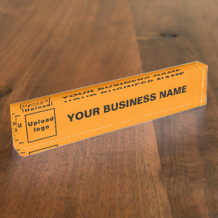 Firmenname und Logo auf Orange Color Acrylic Namensplakette
