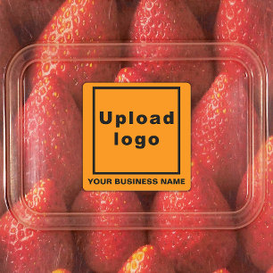 Firmenname und Logo auf Orange Square Adheheath Etiketten