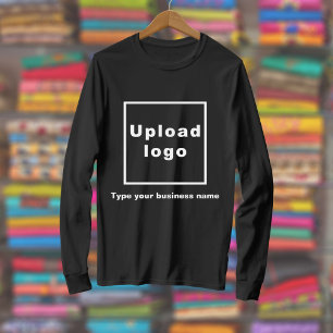 Firmenname und Logo auf schwarzem Langarm-Shirt T-Shirt