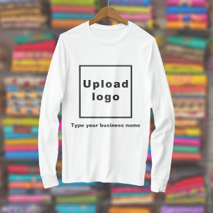 Firmenname und Logo auf weißem Langarm-Shirt T-Shirt
