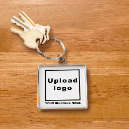 Firmenname und Logo auf White Square Premium Schlüsselanhänger