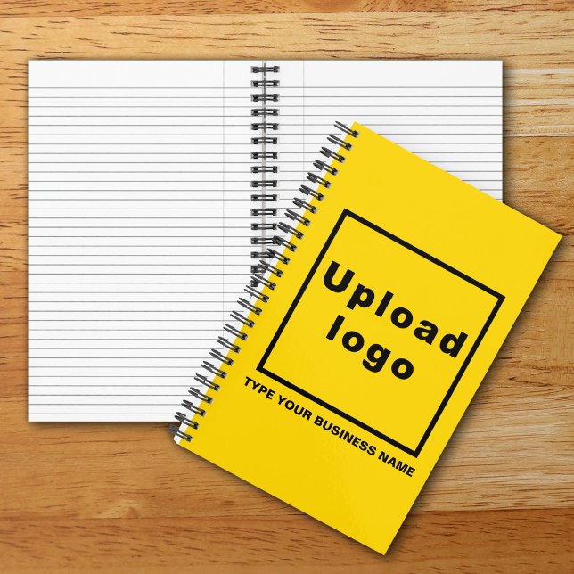 Firmenname und Logo auf Yellow Spiral Notebook Notizbuch (Build brand name awareness. Your business logo and name on yellow color cover of spiral notebook.)